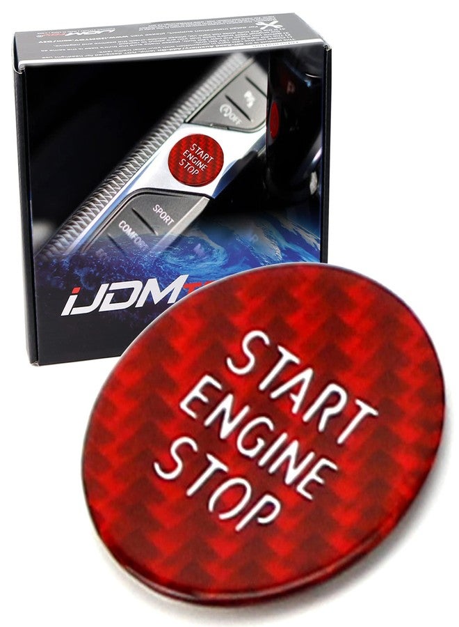 iJDMTOY Gloss Red Real Carbon Fiber Keyless Engine Start/Stop Push Start Button Cover Trim Compatible with BMW G20 3 Series, G22/G26 4 Series i4, G15 8 Series, G05 X5, G06 X6, G07 X7, G29 Z4 - Image 1